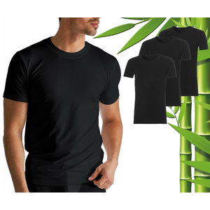 Boru Bamboo T-shirt Boru Bamboo da uomo, 3 pezzi, in bambù, extra lunga, nera, taglia S