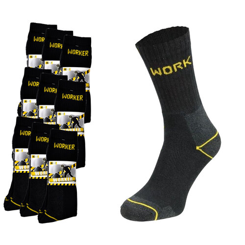 9 paires de chaussettes des travailleurs - noir / jaune - taille 39-42