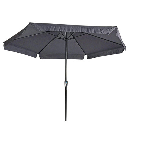 Lesliliving Parasol Gemini Dark Gray/Anthracite Ø300 cm | height adjustable With free storage cover