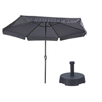 Parasol Gemini Donkergrijs/Antraciet Ø300 cm | Inclusief Parasolvoet 25 kg