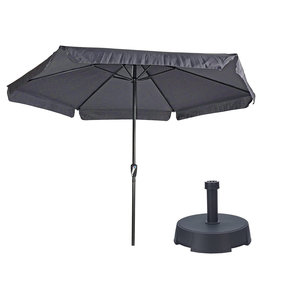 Lesliliving Parasol Gémeaux Gris foncé / anthracite Ø300 cm | Y compris le pied de parasol 25 kg