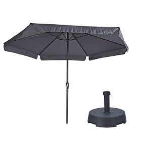 Lesliliving Parasol Gemini Donkergrijs/Antraciet Ø300 cm | Inclusief Parasolvoet 25 kg