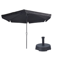 Parasol Gemini noir Ø300 cm | Y compris le pied de parasol 25 kg