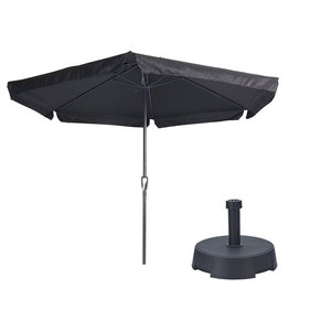 Lesliliving Parasol Gemini Black Ø300 cm | Including parasol foot 25 kg