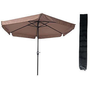 Lesliliving Parasol Gemini Taupe Ø300 cm With free storage cover