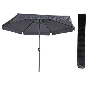 Lesliliving Parasol Gemini Dark Gray/Anthracite Ø300 cm | height adjustable With free storage cover