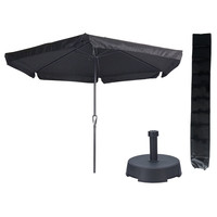 Parasol Gemini Black Ø300 cm + parasol foot 25 kg + parasol cover