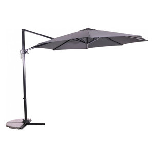 Lesliliving Zweefparasol Libra Grijs Ø300 cm - inclusief kruisvoet & hoes