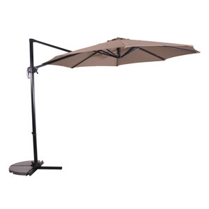 Lesliliving Floating parasol libra taupe Ø300 cm - including cross foot & cover