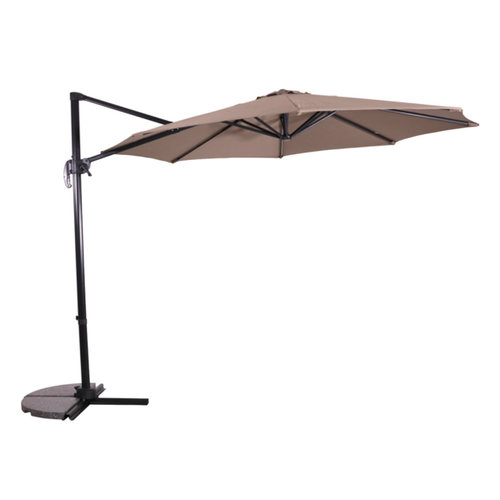 Lesliliving Floating parasol libra taupe Ø300 cm - including cross foot & cover