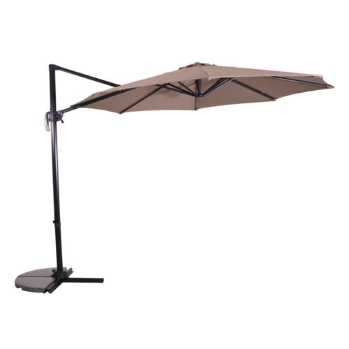 Lesliliving Parasol flottant Balance Taupe Ø300 cm - y compris les pieds et la couverture