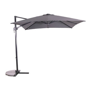 Lesliliving Parasol flottant Balance Gray 250 x 250 cm - y compris le pied et le couvercle