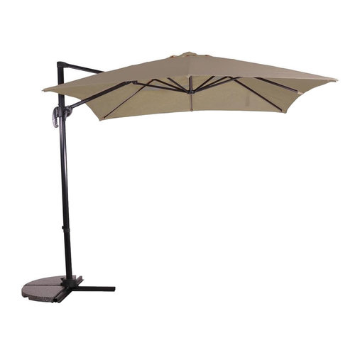 Lesliliving Parasol flottant Balance Taupe 250 x 250 cm - y compris les pieds et couverture croisés