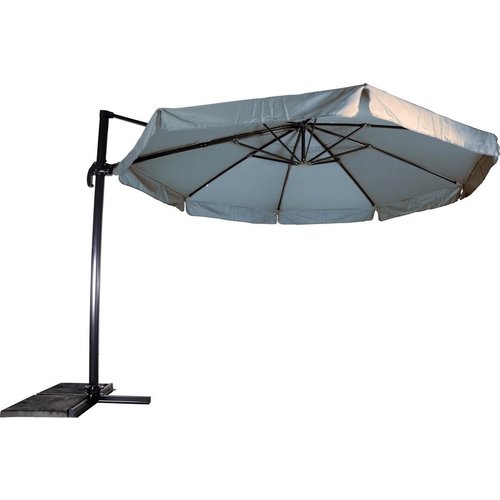 Lesliliving Parasol flottant Vierge gris Ø350 cm - y compris le pied croisé