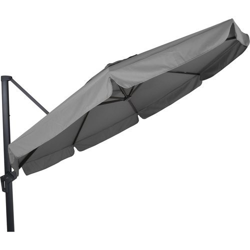 Lesliliving Parasol flottant Vierge gris Ø350 cm - y compris le pied croisé