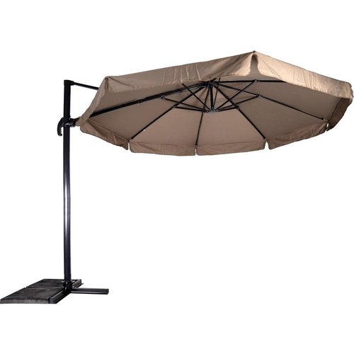 Lesliliving Zweefparasol Virgo Taupe Ø350 cm - inclusief kruisvoet