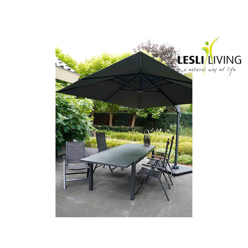 Lesliliving Floating parasol virgo gray 300 x 300 cm - including cross base