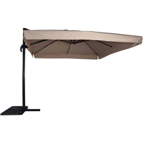 Lesliliving Parasol flottant Virgo Taupe 300 x 300 cm - y compris les pieds croisés