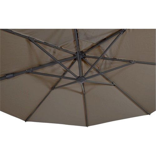 Lesliliving Parasol flottant Virgoflex Taupe Ø350 cm - y compris le pied croisé