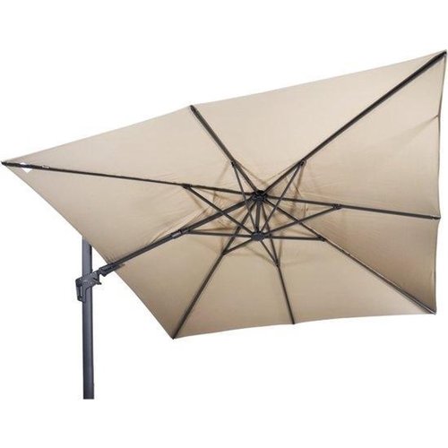 Lesliliving Parasol flottant Virgoflex ECRU 300 x 300 cm - y compris la base croisée