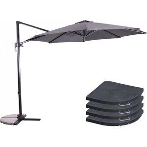 Lesliliving Parasol flottant Balance Gray Ø300 cm - y compris 4 tuiles parapluies