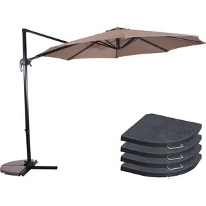 Lesliliving Floating parasol libra taupe Ø300 cm - including 4 umbrella tiles
