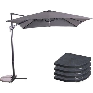 Lesliliving Floating parasol libra gray 250 x 250 cm - including 4 umbrella tiles