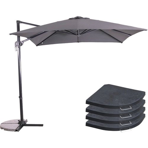 Lesliliving Zweefparasol Libra Grijs 250 x 250 cm - inclusief 4 parasoltegels