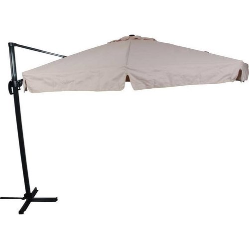 Lesliliving Zweefparasol Virgo Ecru Ø350 cm - inclusief zware parasolvoet