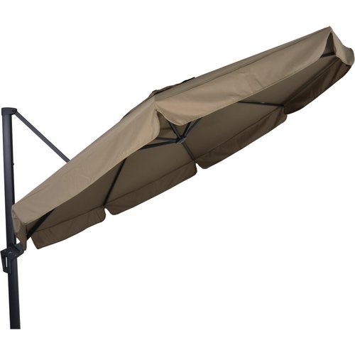 Lesliliving Zweefparasol Virgo Taupe Ø350 cm - inclusief zware parasolvoet