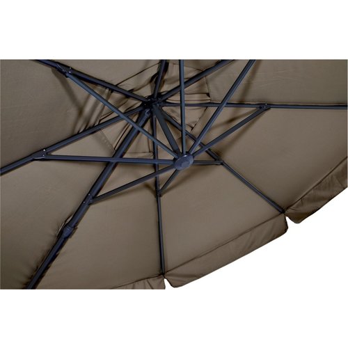 Lesliliving Parasol flottant Vierge Taupe Ø350 cm - y compris le pied de parasol lourd