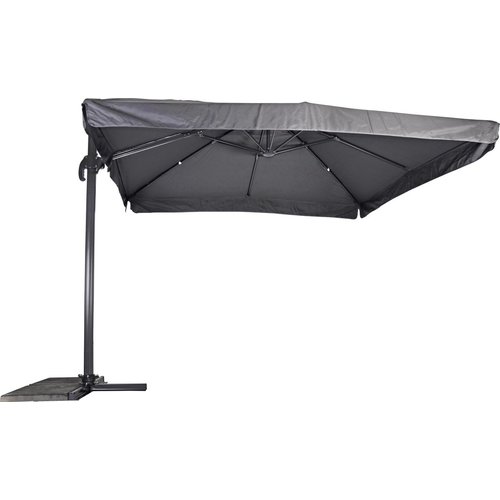 Lesliliving Zweefparasol Virgo Grijs 300 x 300 cm - inclusief zware parasolvoet