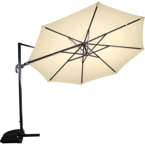 Lesliliving Parasol flottant Virgoflex Ecru Ø350 cm - y compris le pied croisé