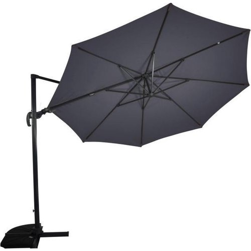 Lesliliving Parasol flottant Virgoflex Gris Ø350 cm - y compris le pied croisé