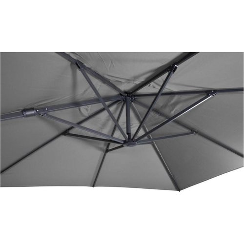 Lesliliving Parasol voladizo VirgoFlex gris de 300 x 300 cm (incluye base resistente)