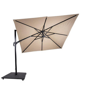 Lesliliving Floating parasol Virgoflex ecru 300 x 300 cm - including heavy umbrella foot