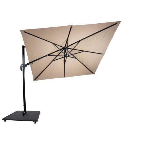 Lesliliving Zweefparasol VirgoFlex Ecru 300 x 300 cm - inclusief zware parasolvoet