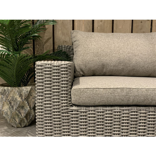 Mondial Living Loungeset für 8 Personen Colorado Blended Grey | U-Form mit beigen Kissen inkl. Hocker