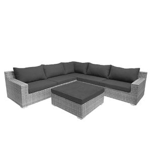 Mondial Living Conjunto de salón para 7 personas Colorado Blended Grey con cojines antracita Mondial Living Conjunto de salón para 7 personas Colorado Blended Grey con cojines antracita