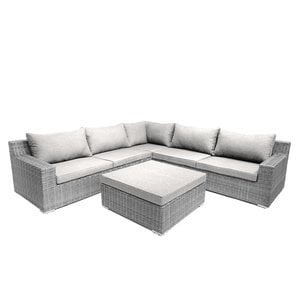 Mondial Living Conjunto de salón para 7 personas Colorado Blended Grey con cojines beige