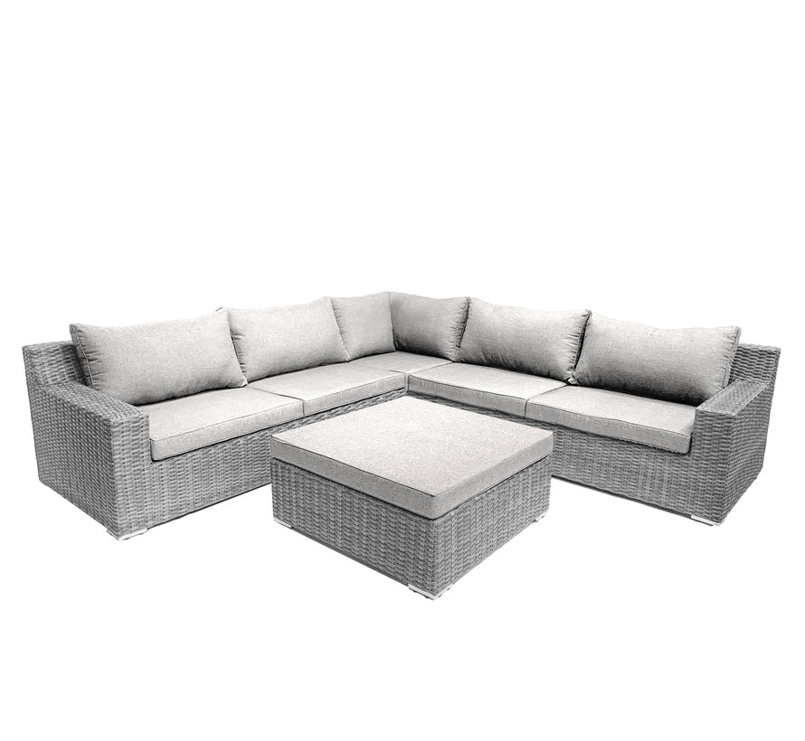 Lounge Set für 7 Personen Colorado Blended Grey mit beigen Kissen |  Gartenmöbel | Garten | Yellow Webshop