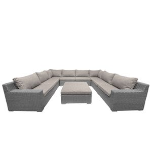 Mondial Living Set da salotto per 8 persone Colorado Blended Grey | Disposizione a U con cuscini beige incl. poggiapiedi