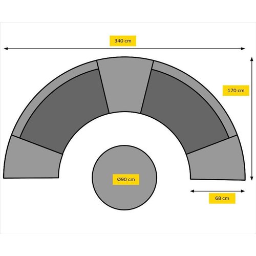 Mondial Living 6-person lounge set Colombo | Semi -Round setup