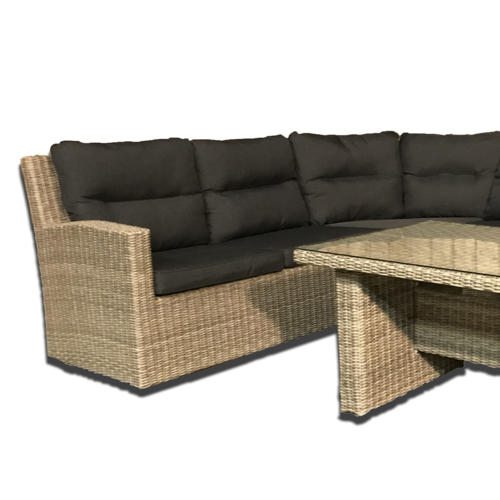 Mondial Living Loungeset 6 Personen Merano Forest Grey | Eckgarnitur inkl. Tisch