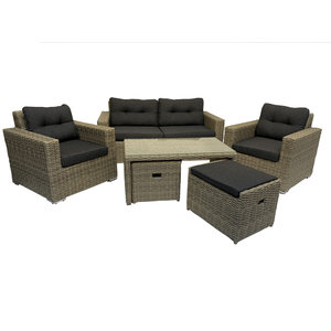 Mondial Living Set da salotto per 6 persone Garonne Forest Grey | Tavolo incluso