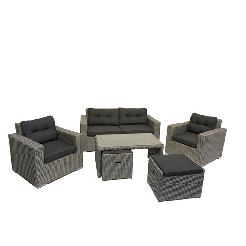 Mondial Living 6-persoons Loungeset Garonne Blended Grey | Incl. tafel