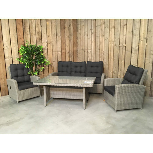 Mondial Living Loungeset / Sofaset Canberry Blended Grey voor 5 personen | met verstelbare rugleuning