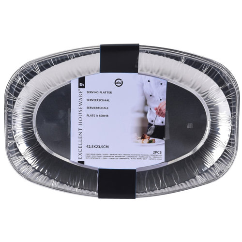 BBQ Serving Dish Set aluminium 42,5 x 28,5 cm 2 morceaux d'argent