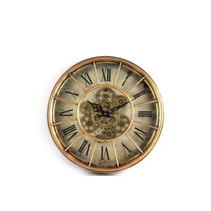 Countryfield Vintage wall clock with gear Ø46.5 cm | Gold