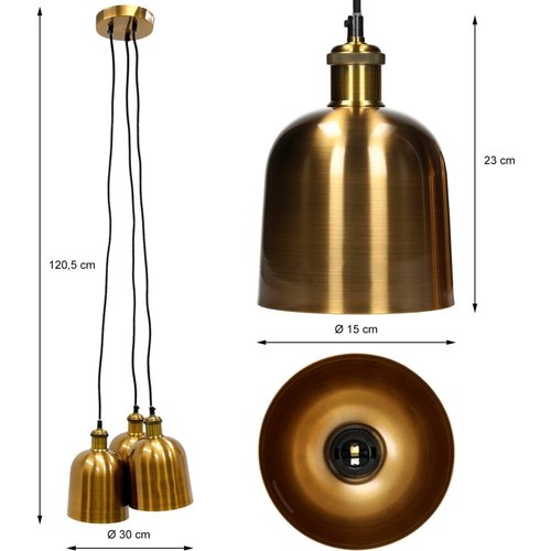 Limineo Hanglamp Goud - 3 kappen - 100 cm